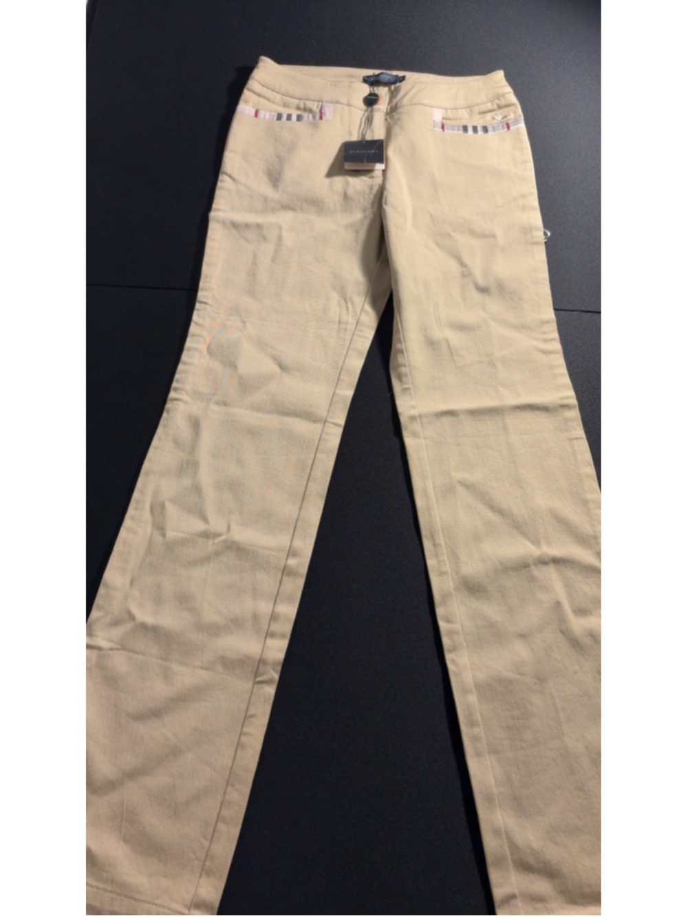 Burberry London Vintage Khaki Chino Pants with Nova Check Detail New w Tags S